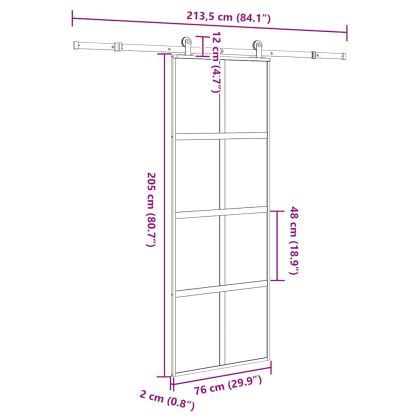 Плъзгаща се врата с обков 76x205 см Закалено стъкло&Алуминий