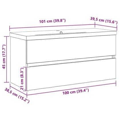Шкаф за мивка в баня със съхранение Черния дъб 100 x 39 x 62 см
