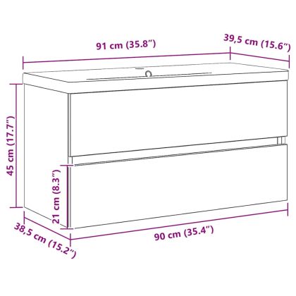 Шкаф за мивка в баня Черния дъб 80 х 39 х 62 см Инженерно дърво