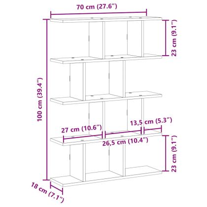 Стенен кубичен рафт, 12 отделения, дъб артизан, инженерно дърво