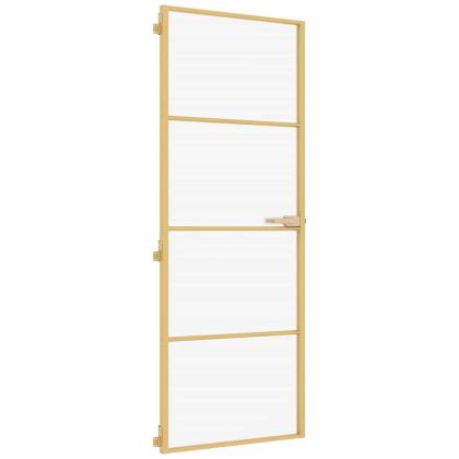 Интериорна врата златиста 76x201,5 см закалено стъкло алуминий