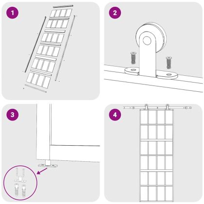 Плъзгаща се врата 76x205 см матирано ESG стъкло и алуминий