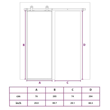 Плъзгаща се врата 76x205 см матирано ESG стъкло и алуминий