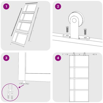Плъзгаща се врата 90x205 см матирано ESG стъкло и алуминий