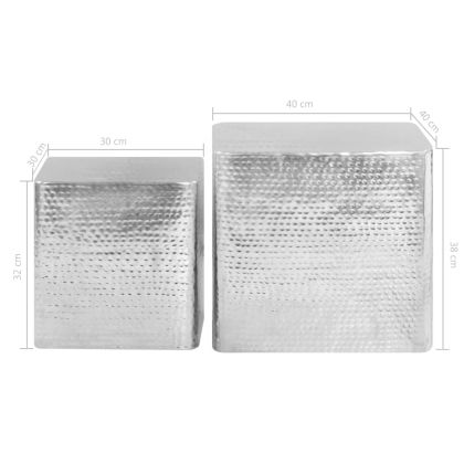 Маси за кафе, 2 бр, сребристи, алуминий