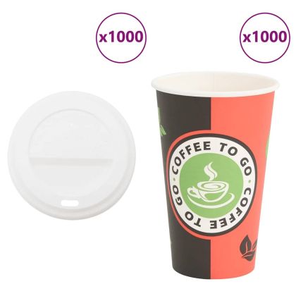 хартиени чаши за кафе с капачки 1000 бр. 16oz 400ml