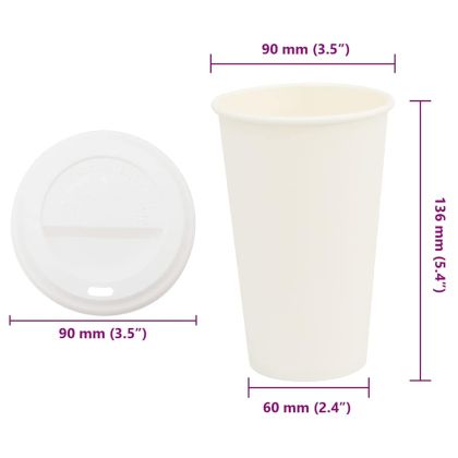 хартиени чаши за кафе с капачки 1000 бр. 16oz 400ml