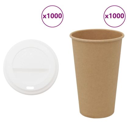 хартиени чаши за кафе с капачки 1000 бр. 16oz 400ml