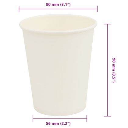 хартиени чаши за кафе 1000 бр. 8oz 200ml White