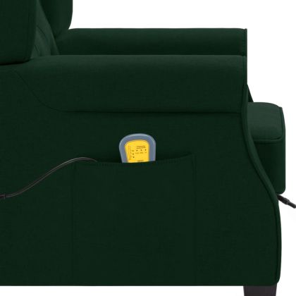 Масажен стол с табуретка, тъмнозелен, текстил