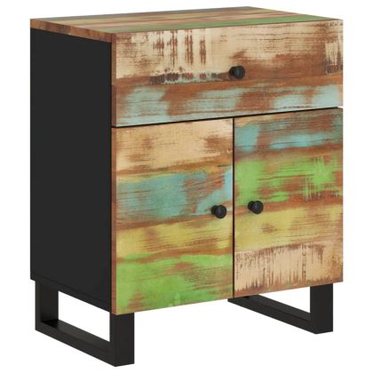 Нощно шкафче 50x33x60 см масивно регенерирано и инженерно дърво