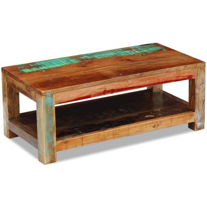 Кафе маса, регенерирано дърво масив, 90x45x35 cм