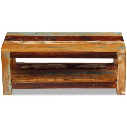 Кафе маса, регенерирано дърво масив, 90x45x35 cм