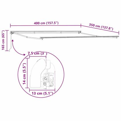 Сгъваем навес Червено 400 × 350 cm Полиестер и стомана