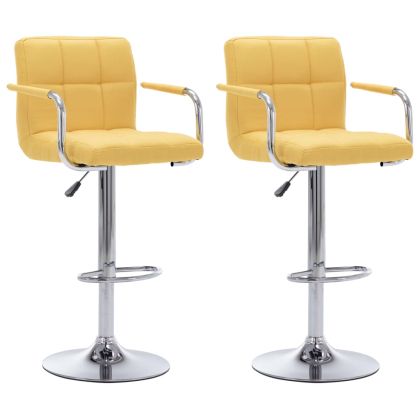 Бар столове, 2 бр, жълти, текстил