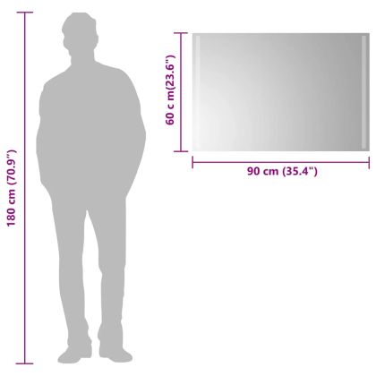 LED огледало за баня, 90x60 см