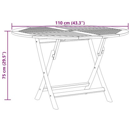Сгъваема градинска маса Ø 110x75 см тиково дърво масив