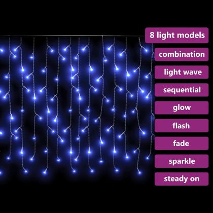LED завеса ледени висулки 10 м 400 LED синя 8 режима