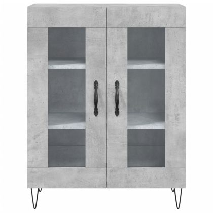 Висок шкаф, бетонно сив, 69,5x34x180 см, инженерно дърво