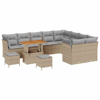 Градински Софа Комплект 12 pcs бежово и светлосиво