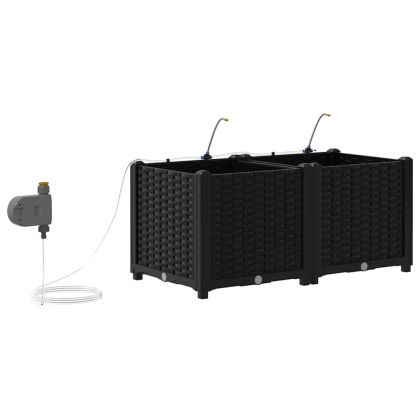 Градинска саксия 2 pcs Черен Пластмаса