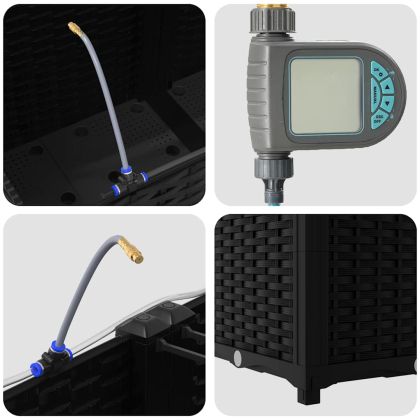 Градинска саксия 2 pcs Черен Пластмаса