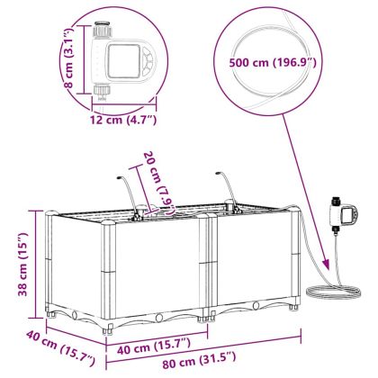Градинска саксия 2 pcs Черен Пластмаса