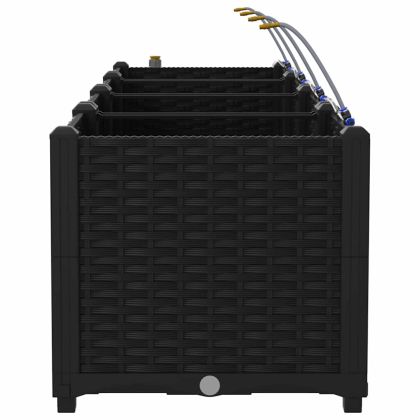 Градинска саксия 3 pcs Черен Пластмаса