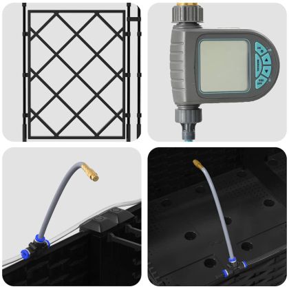 Градинска саксия 2 pcs Черен Пластмаса