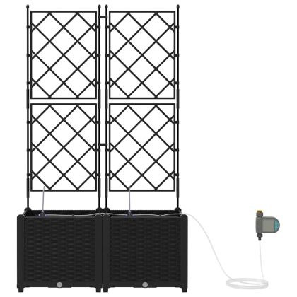 Градинска саксия 2 pcs Черен Пластмаса