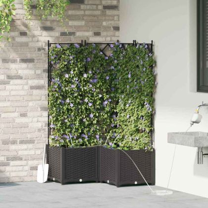 Градинска саксия 3 pcs Черен Пластмаса