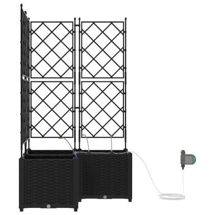 Градинска саксия 3 pcs Черен Пластмаса