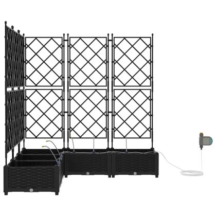 Градинска саксия 5 pcs Черен Пластмаса