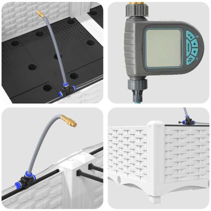 Градинска саксия 4 pcs Бял Пластмаса