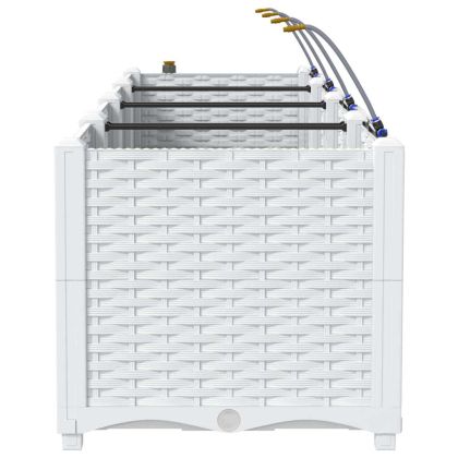 Градинска саксия 3 pcs Бял Пластмаса