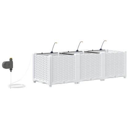 Градинска саксия 3 pcs Бял Пластмаса