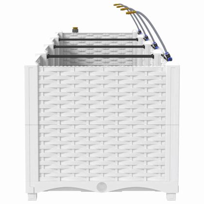 Градинска саксия 4 pcs Бял Пластмаса