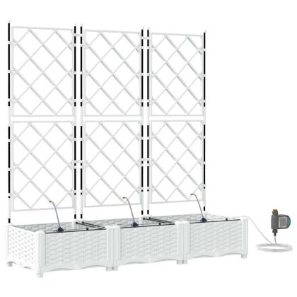 Градинска саксия 3 pcs Бял Пластмаса