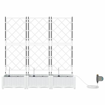 Градинска саксия 3 pcs Бял Пластмаса