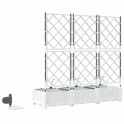 Градинска саксия 3 pcs Бял Пластмаса