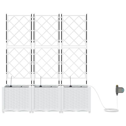 Градинска саксия 3 pcs Бял Пластмаса