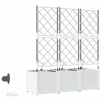 Градинска саксия 3 pcs Бял Пластмаса