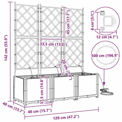 Градинска саксия 3 pcs Бял Пластмаса