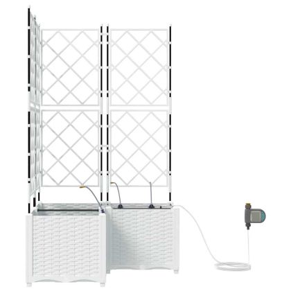 Градинска саксия 3 pcs Бял Пластмаса