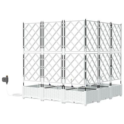 Градинска саксия 5 pcs Бял Пластмаса