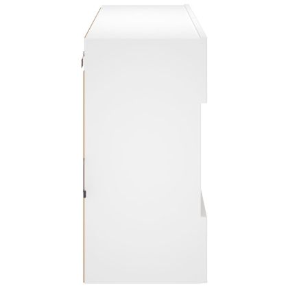 Стенен ТВ шкаф с LED осветление, бял, 98,5x30x60,5 см