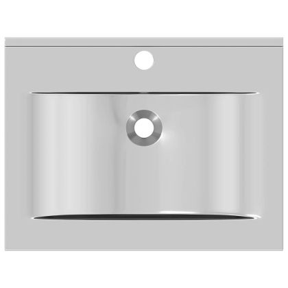 Мивка с преливник, 60x46x16 см, керамична, сребриста