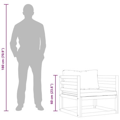 Градински стол с тъмносиви възглавници, акация масив