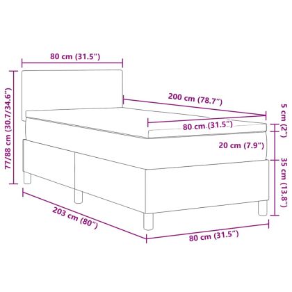 Легло с пружинирана основа Светлосив и бял 80 x 200 cm