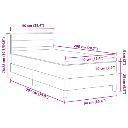 Легло с пружинирана основа с таблото Черно 90 x 200 cm текстил